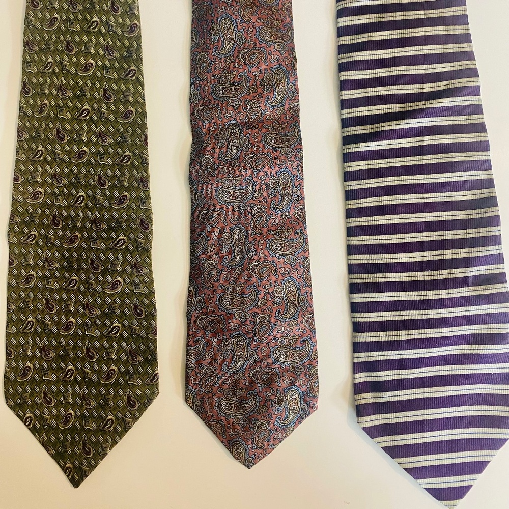 Three 100% Silk Ties Zylos, Lanvin, Izod